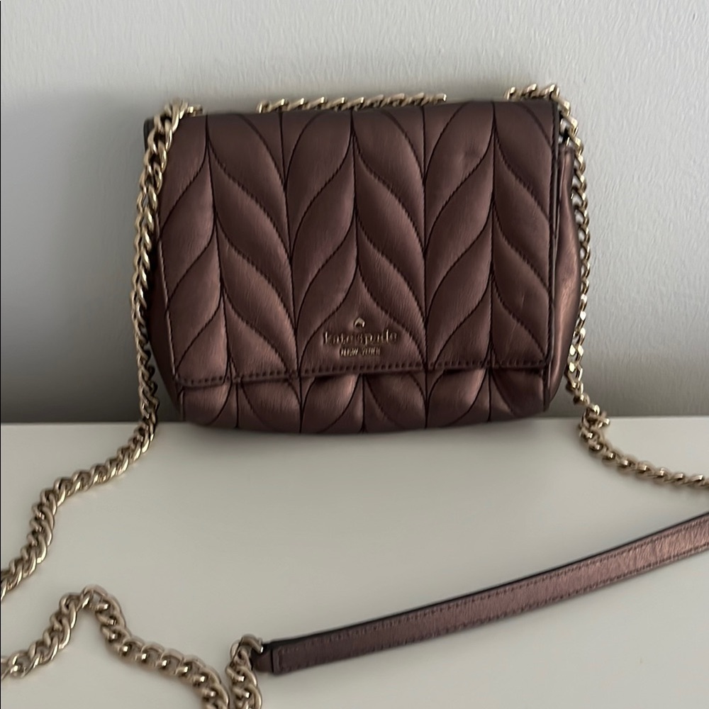Kate Spade Metallic Dark Mauve Quilted Crossbody Bag